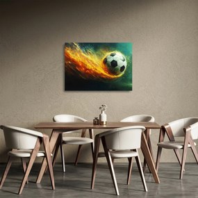 Obraz na szkle - Piłka nożna w locie (70x50 cm)