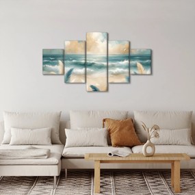 Obraz – Malowana plaża w delikatnych kolorach (125x70 cm)