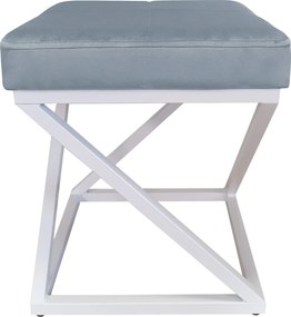 Pufa ZOA tkanina Welur loft ławka podnóżek metal : Kolor Stelaża - Biały, Kolor tkaniny - VELVET - BL06, Typ tkaniny - Velvet