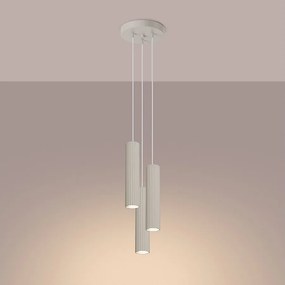 Lampa wisząca minimalistyczny Gloow, aluminium - 3 źródło światła 3000K - L.19.5 x H.108 cm - beżowy