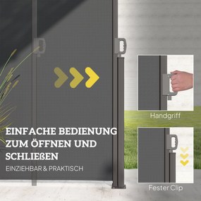 Outsunny Rozsuwana Markiza Boczna na Balkon i Taras 300x180cm Ciemnoszara