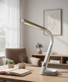 Srebrna lampka biurkowa z nocnym oświetleniem - 4X S252 D4-W13