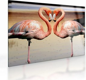 Obraz na szkle - dwa flamingi (70x50 cm)
