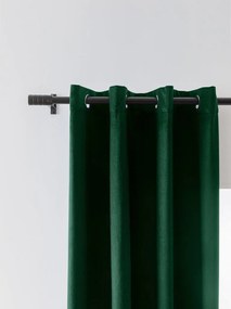 Ciemnozielona zasłona zaciemniająca VELVET 140x270 cm Zawieszanie: Taśma z wiązaniami