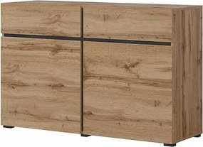 Komoda CROSS 2D2S 119cm dąb wotan/czarna