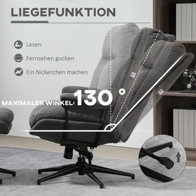 HOMCOM Fotel relaksacyjny z podnóżkiem, obrotowy fotel telewizyjny z funkcją leżenia