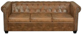 3-osobowa brązowa sofa w stylu Chesterfield - Charlotte 3Q