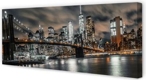 Duży obraz na płótnie Nocny Pejzaż Miejski z Mostem