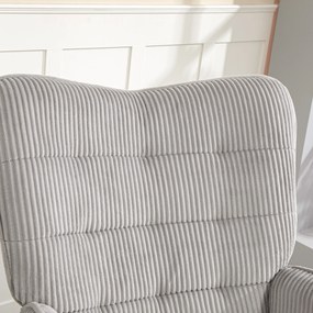 HOMCOM Vintage fotel bujany, zakrzywione płozki, grube wypełnienie, buk i stal, jasnoszary