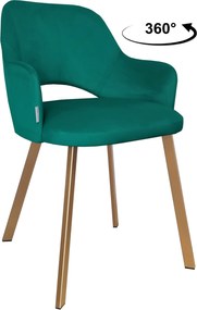 Krzesło Milano tkanina Welur noga metalowa : Kolor nogi - Złota profil, Kolor tkaniny - VELVET - MG20, Typ siedziska - Siedzisko obrotowe 360°