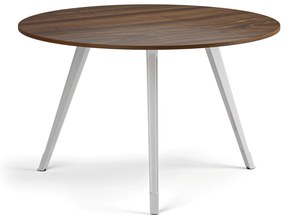 Stolik kawowy PRIMO ZEN, średnica 120 cm, biała podstawa, orzech