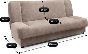 Sofa z Funkcją Spania PIANO Rozkładana Wersalka Dwuosobowa Beżowa Sztruksowa Nowoczesna do Salonu