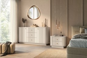 Zestaw szafek nocnych Vesper 56 cm na cokole - kaszmir / złote uchwyty