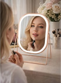 Lusterko Do Makijażu PREMIUM Kosmetyczne POŁYSK Metalowe PODŚWIETLANE LED