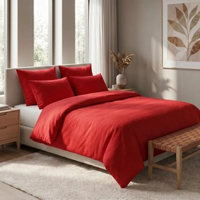 Kvalitex Pościel bawełniana czerwona, 220 x 200 cm, 2 szt. 70 x 90 cm, 220 x 200 cm, 2 szt. 70 x 90 cm