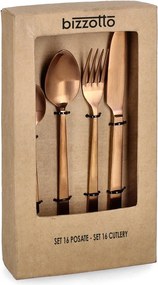 Sztućce 16 szt. ze stali nierdzewnej w kolorze miedzi dla 4 osób Hestia – Bizzotto