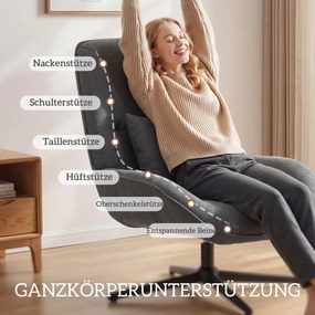 HOMCOM Obrotowy Fotel Akcentowy, Chenille, Wysokie Oparcie, Głębokie Siedzisko, Ciemnoszary | Aosom PL