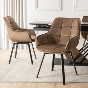 Krzesło Tapicerowane Obrotowe do Salonu LUNA Brązowe Nowoczesne Loft