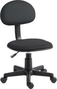 HOMCOM Krzesło przy biurku bez podłokietników, regulowane wysokościowo, z kółkami 360°, niskie oparcie, czarne | Aosom PL