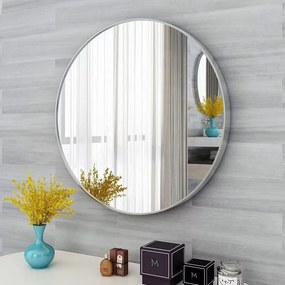 Lustro LOFT ścienne okrągłe łazienkowe do salonu sypialni loftowe Industrialne minimalistyczne : Kolor Stelaża - Srebrny, Rozmiar - FI80
