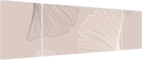 Obraz - Beżowe liście N⁰6 (170x50 cm)