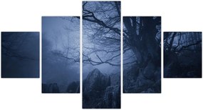 Obraz ciemnego lasu (125x70 cm)