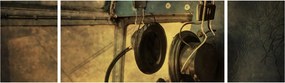 Obraz - Słuchawki lotnicze w stylu vintage (170x50 cm)