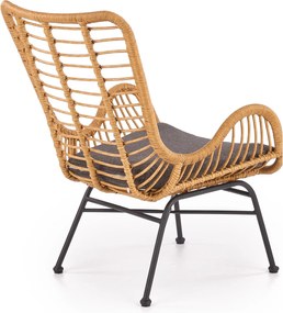 Krzesło rattanowe z poduszką i podłokietnikami Ikaro