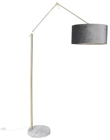 Nowoczesna lampa podłogowa ze złotym abażurem z weluru w kolorze szarym 50 cm - Editor Nowoczesny Oswietlenie wewnetrzne