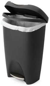 Czarny plastikowy kosz na śmieci z pedałem 50 l Brim – Umbra