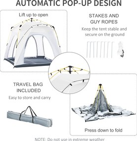 Outsunny Pop Up Namiot kopułowy dla 4 osób lekki, stabilny wodoodporny UV 50+ z drzwiami i oknami, plandeka