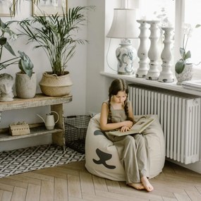 Worek puf Bini w naturalnych kolorach z szarym uchwytem