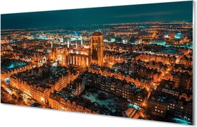 Panel szklany do Kuchni Nocna Panorama Gdańskich Kościołów