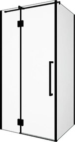 Parawan prysznicowy stały z drzwiami obrotowymi w kolorze czarnym matowym w stylu industrialnym - 80 x 100 x 190 cm - CAPARICA