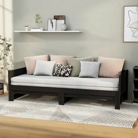 Czarne łóżko rozsuwane sosnowe 2x(90x200) cm - Eluwin 4X