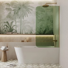 Parawan nawannowy prostokątny MOLIS Round Green szkło zielone | Różne rozmiary : Kolor profili kabiny - chrom / srebrny, Rozmiar - 70x150 cm