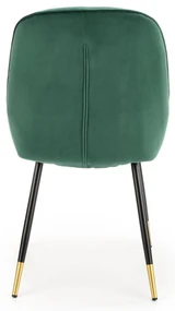 K437 krzesło ciemny zielony, pikowane, tkanina velvet, glamour,