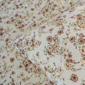 Kvalitex Pościel krepa Kvítí beżowa, 240 x 200 cm,2x 70 x 90 cm, 240 x 200 cm, 2 szt. 70 x 90 cm