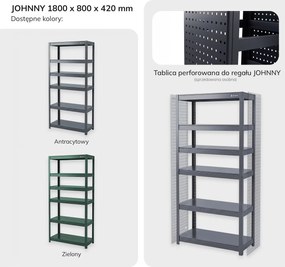 Regał metalowy szeroki antracytowy: JOHNNY, 1800 x 800 x 420 mm