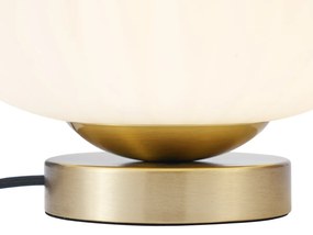 Designerska lampa stołowa mosiężna ze szkłem opalowym - MochiDesignerski Oswietlenie wewnetrzne