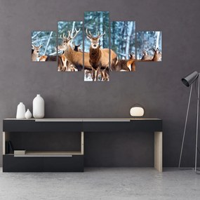 Obraz - Stado jeleni (125x70 cm)