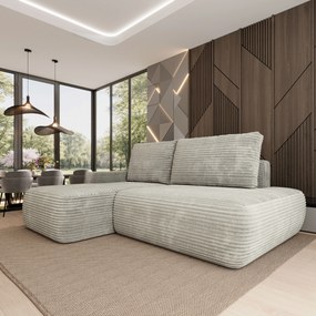 Masseno Narożnik AVINI z funkcją spania i pojemnikiem na pościel Narozniki L, Rozkładana sofa - Jasnoszary, TILIA 83