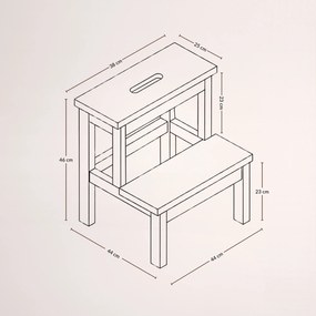 Bambusowy taboret ze schodkiem KROK, wys. 46 cm