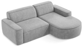 Jasnoszary narożnik z tkaniny szenilowej (prawostronny/z szezlongiem) Omao – Makamii