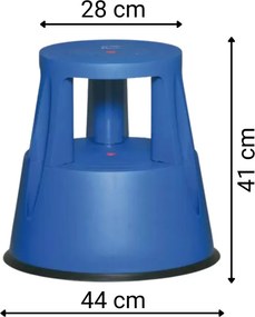 Taboret mobilny plastikowy, czerwony