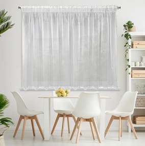 Firana z błyszczącej mikrosiateczki z połyskiem biała haft 300x145 cm