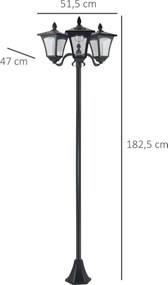Outsunny Latarnia Ogrodowa Solarna z LED 120 Lumenów Stal Nierdzewna Wodoodporna IP44 Elegancka Czarna 1825cm | Aosom PL