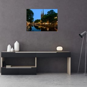 Obraz nocnego historycznego miasta (70x50 cm)
