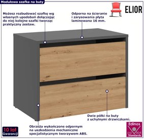 Szafka Na Buty Modułowa Antracyt + Dąb 5 Rozmiarów A7-F81
