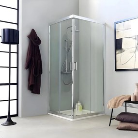 Kabina prysznicowa narożna z 2 drzwiami przesuwnymi "Ferrara Two" ze szkła transparentnego cm 90x90 195h